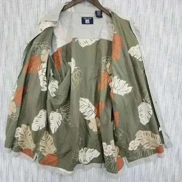 World Island Inside out Button down Short sleeve Hawaiian Leaves Printed XL - Picture 3 of 7